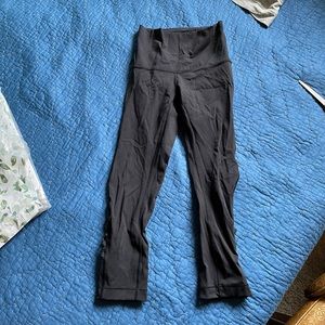 Black lululemon crop leggings with mesh